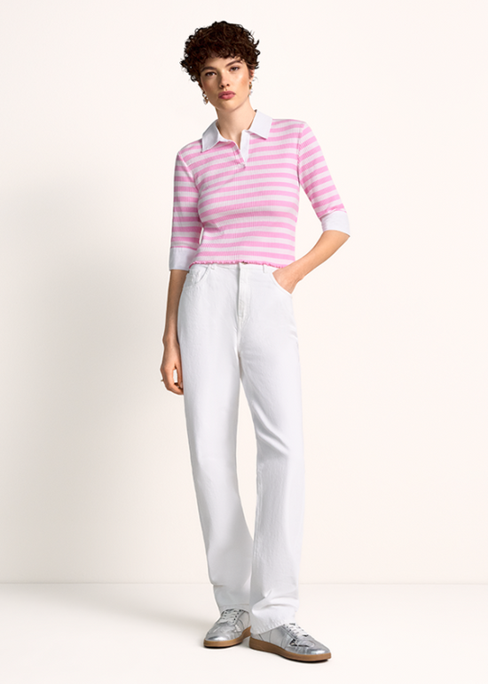 Riani Pink Striped Polo Shirt 638165