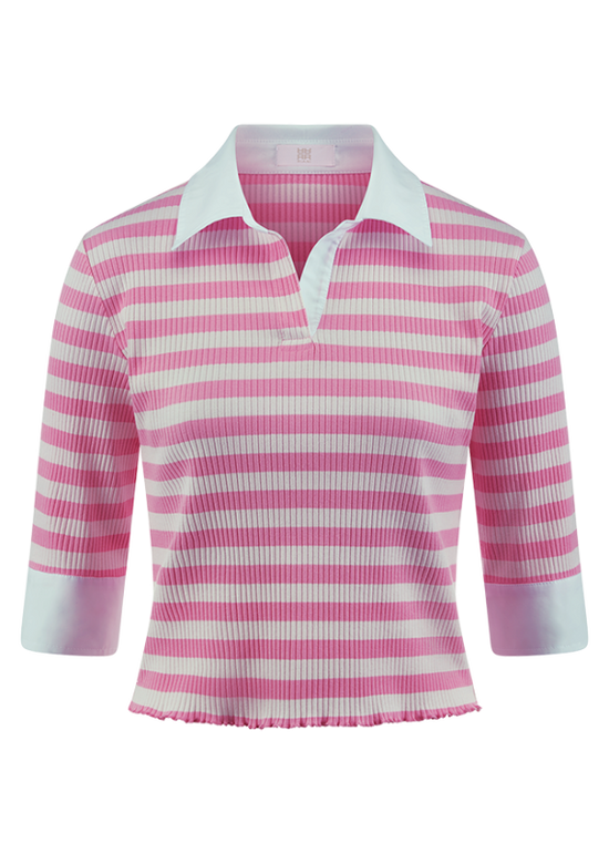 Riani Pink Striped Polo Shirt 638165