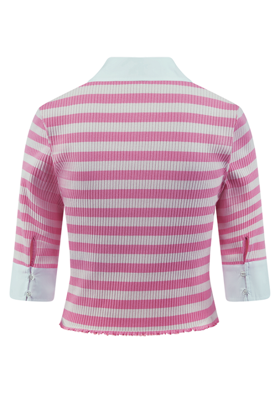 Riani Pink Striped Polo Shirt 638165