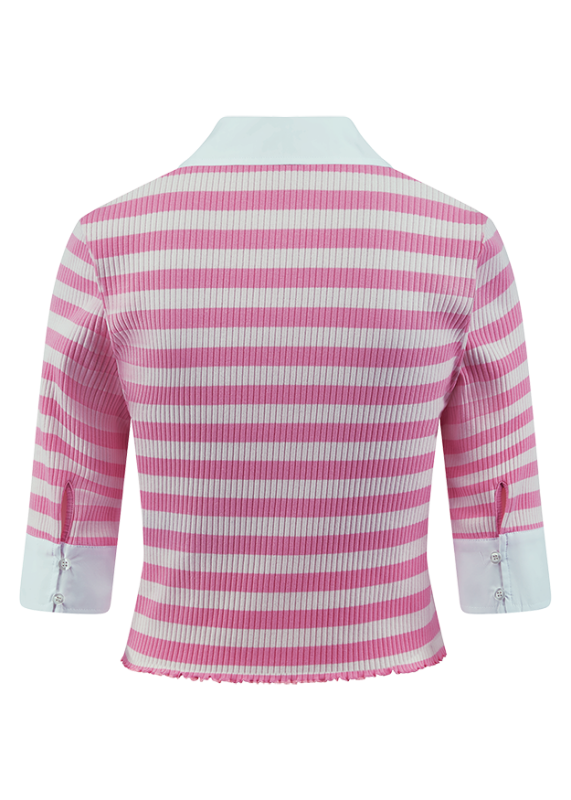 Riani Pink Striped Polo Shirt 638165