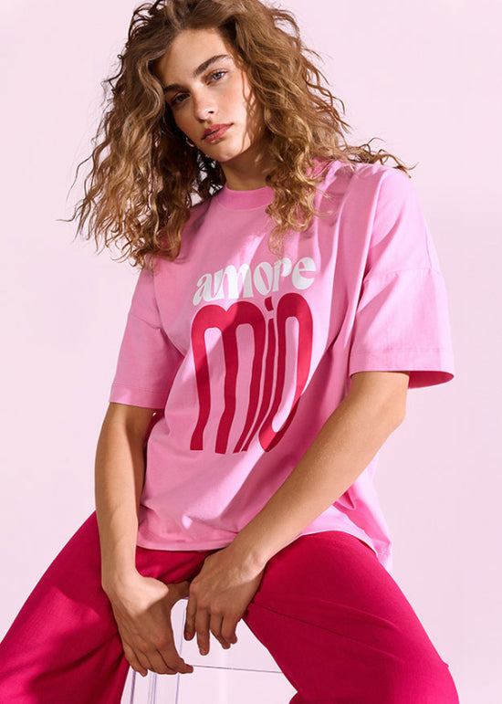 Riani Pink Amore Moi Print Crew Neck T-Shirt 638400