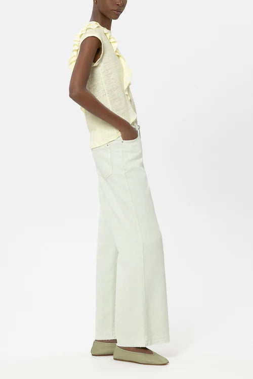 Luisa Cerano Pistachio Wide Leg Denim with Tie Belt