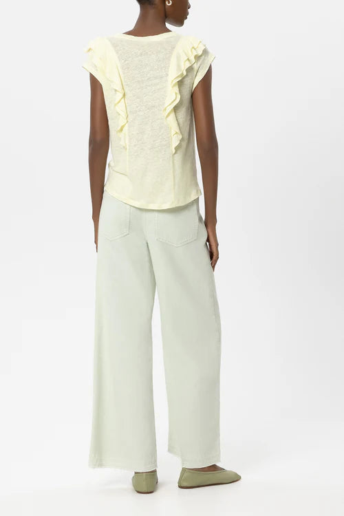 Luisa Cerano Pistachio Wide Leg Denim with Tie Belt