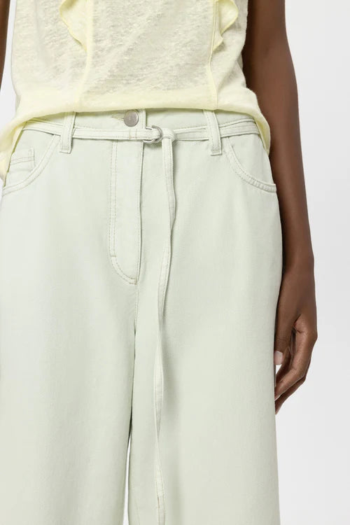 Luisa Cerano Pistachio Wide Leg Denim with Tie Belt
