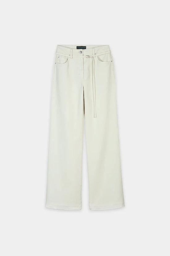 Luisa Cerano Pistachio Wide Leg Denim with Tie Belt
