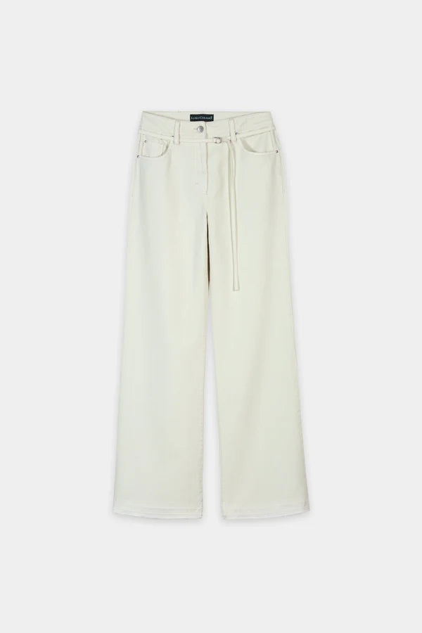 Luisa Cerano Pistachio Wide Leg Denim with Tie Belt