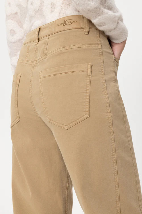 Luisa Cerano Camel Barrel-Leg Denim Trousers 638857