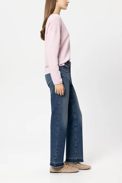 Luisa Cerano Authentic Straight-Leg Denim Jeans with Open Hem 638861