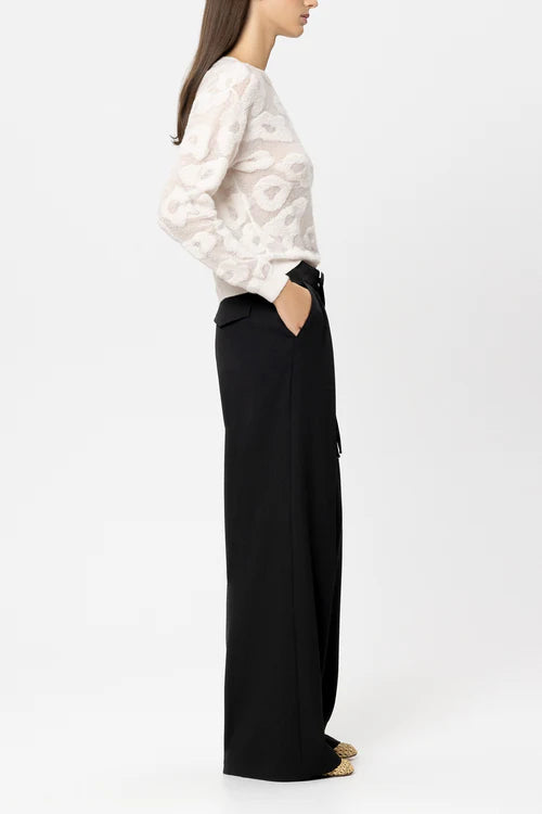 Luisa Cerano Black Wide Leg Trousers with Pleats 638864