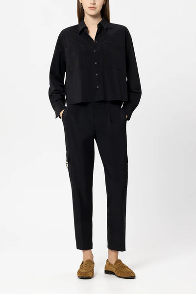 Luisa Cerano Black Softshell Tapered Leg Trousers 638869