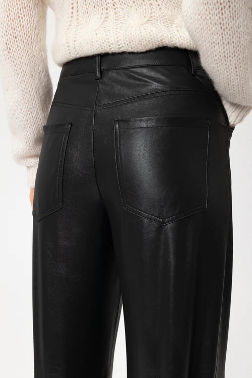 Luisa Cerano Black Faux Leather Barrel-Leg Trousers 638873
