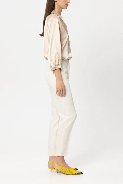 Luisa Cerano Cream Cropped twill Tapered Trousers 638879