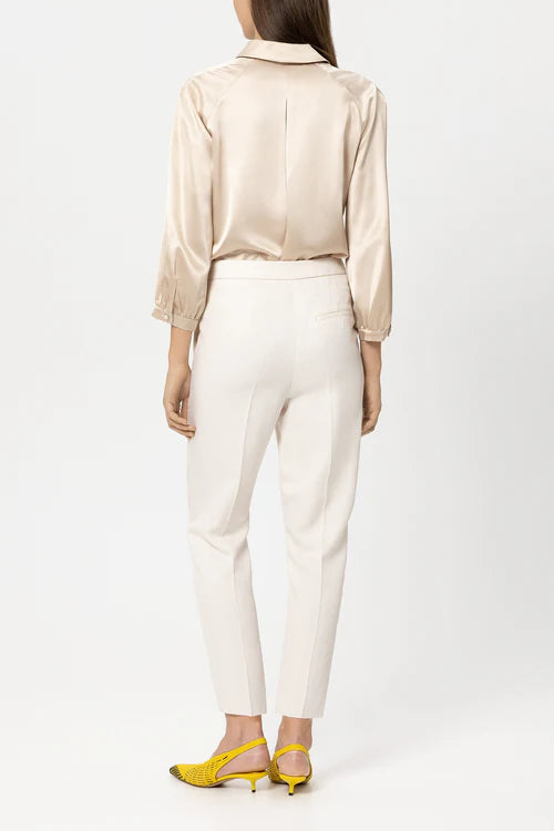 Luisa Cerano Cream Cropped twill Tapered Trousers 638879