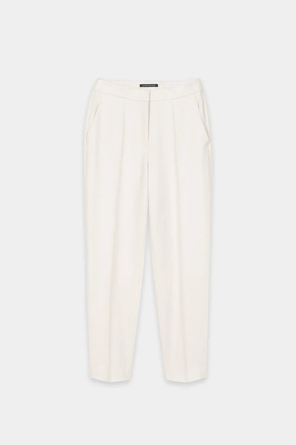 Luisa Cerano Cream Cropped twill Tapered Trousers 638879
