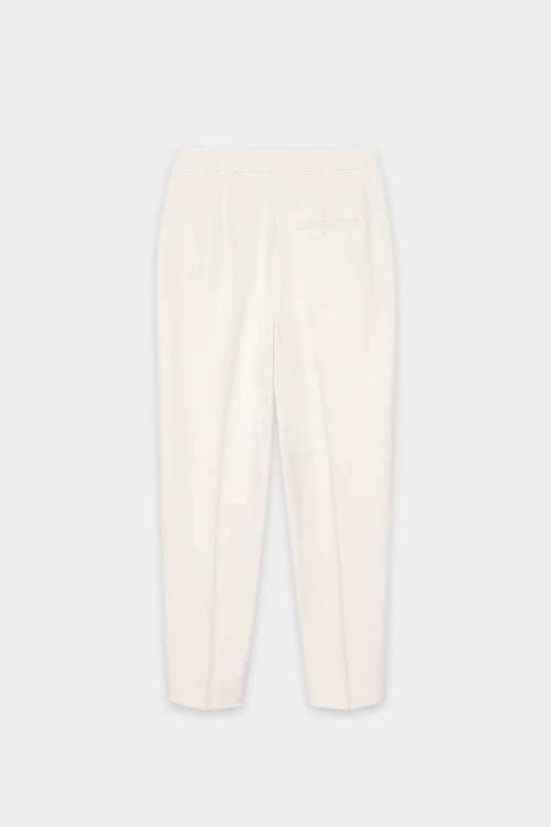 Luisa Cerano Cream Cropped twill Tapered Trousers 638879