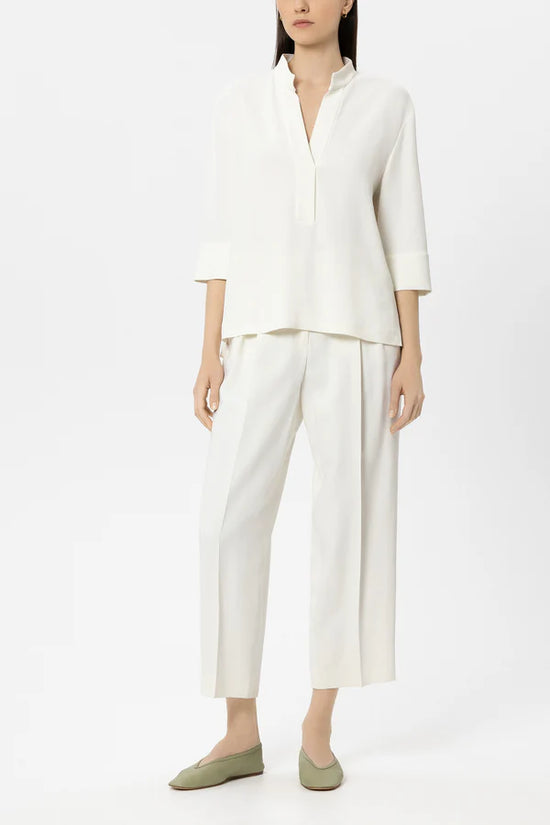 Luisa Cerano off-White Tapered Trousers with Pleat
