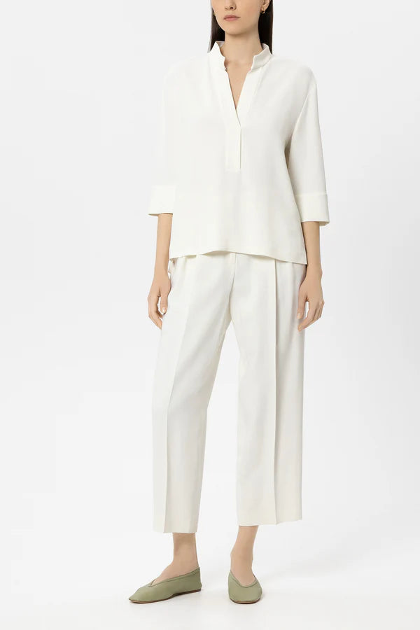 Luisa Cerano off-White Tapered Trousers with Pleat