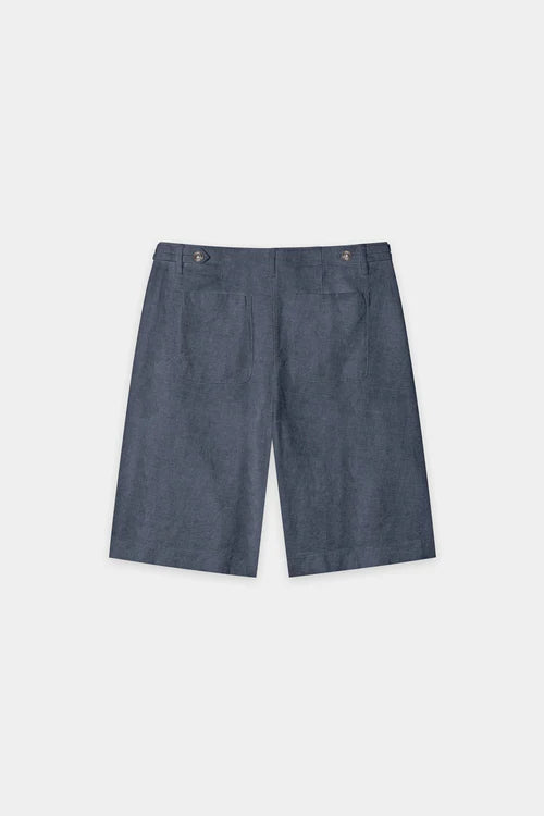 Luisa Cerano Tinted Blue Bermuda Shorts in Linen Blend 638883