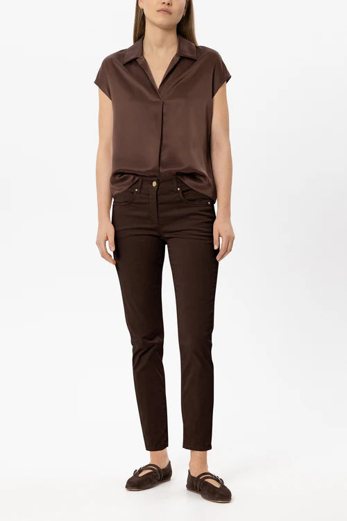Luisa Cerano Maroon High-Stretch Colour Denim