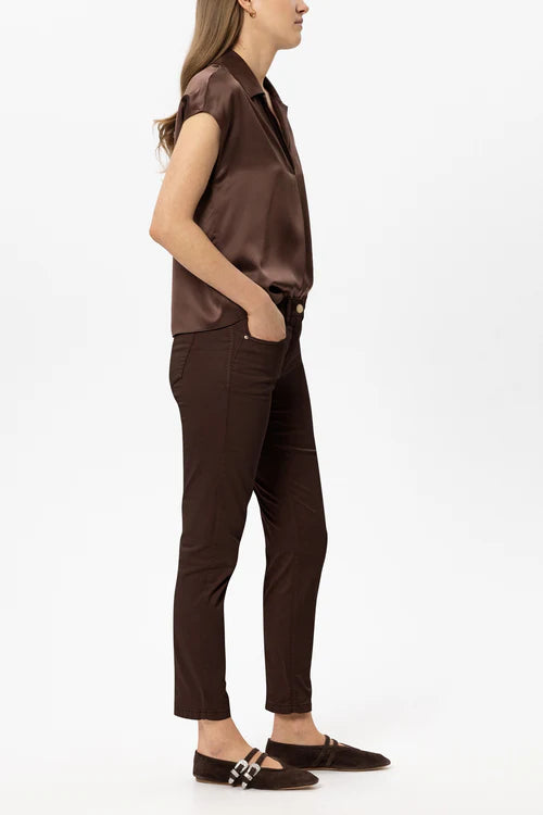 Luisa Cerano Maroon High-Stretch Colour Denim
