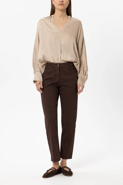 Luisa Cerano Chestnut Chino Style Coloured Denim Trousers 648853