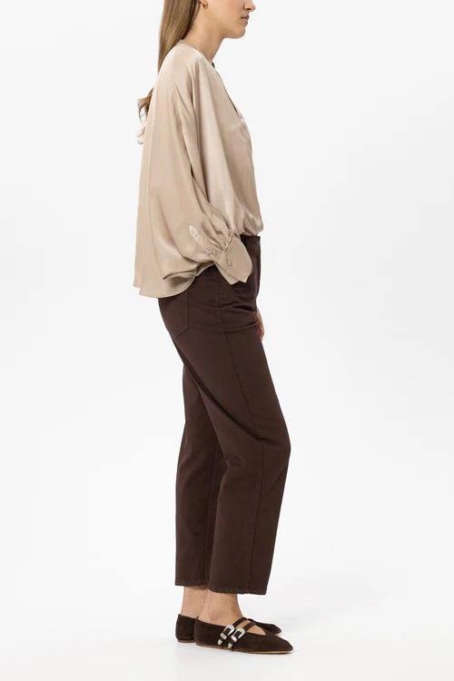 Luisa Cerano Maroon Chino Style Coloured Denim Trousers