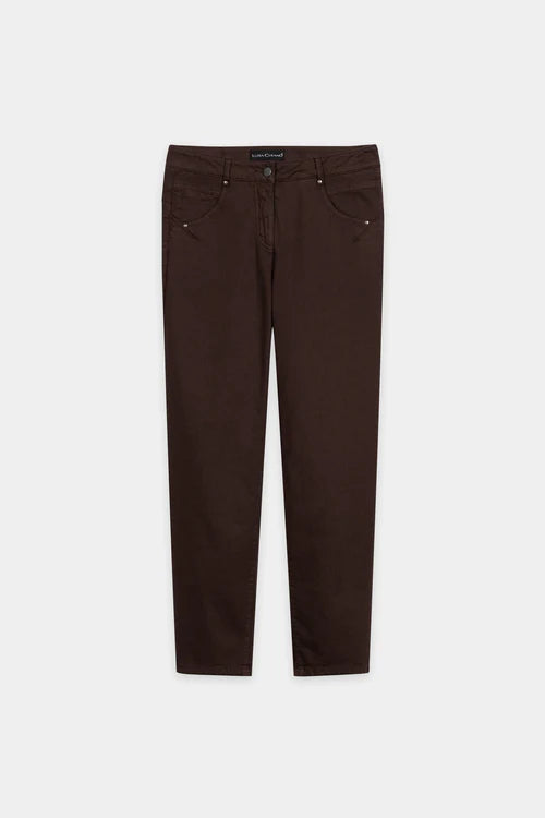 Luisa Cerano Maroon Chino Style Coloured Denim Trousers