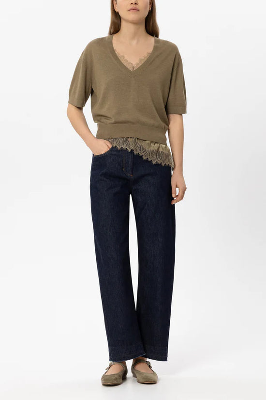 Luisa Cerano Dark Blue Authentic Denim Barrel-Leg Jeans