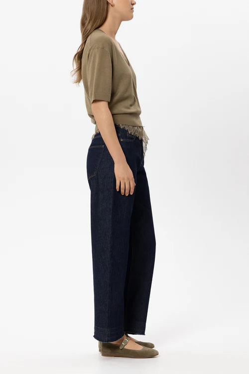 Luisa Cerano Dark Blue Authentic Denim Barrel-Leg Jeans