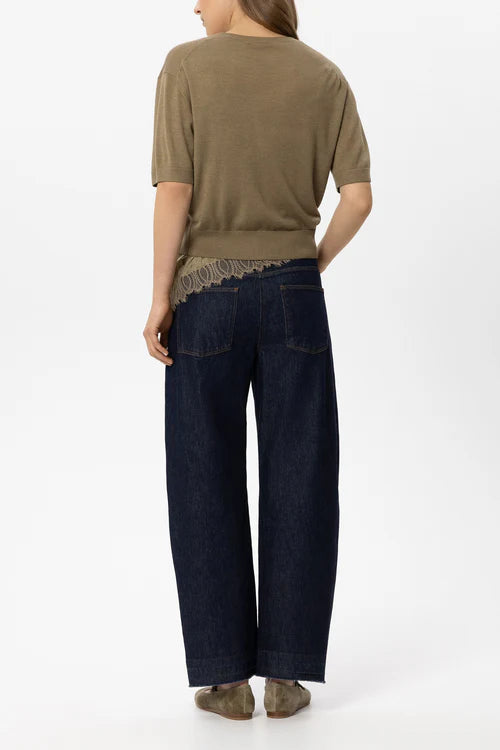 Luisa Cerano Dark Blue Authentic Denim Barrel-Leg Jeans