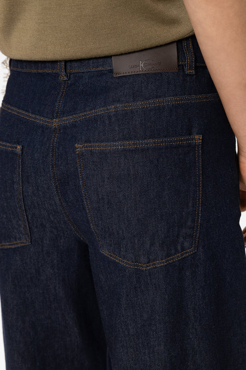 Luisa Cerano Dark Blue Authentic Denim Barrel-Leg Jeans
