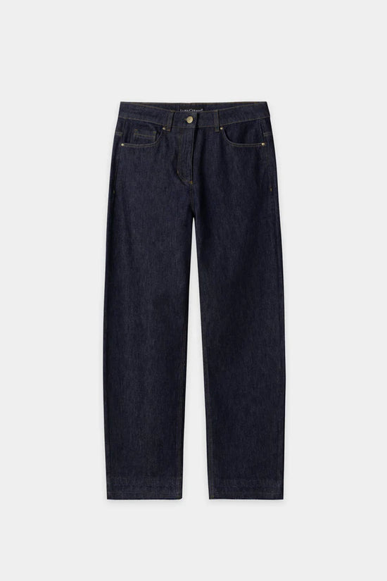 Luisa Cerano Dark Blue Authentic Denim Barrel-Leg Jeans