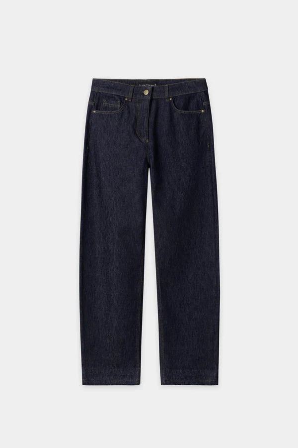 Luisa Cerano Dark Blue Authentic Denim Barrel-Leg Jeans