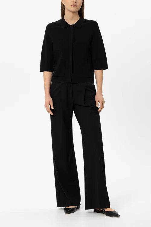 Luisa Cerano Black Wide-Leg Trousers with Pleats 648913