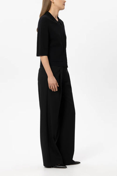 Luisa Cerano Black Wide-Leg Trousers with Pleats 648913