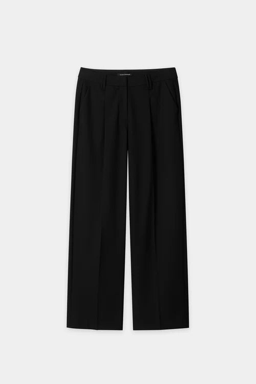 Luisa Cerano Black Wide-Leg Trousers with Pleats 648913