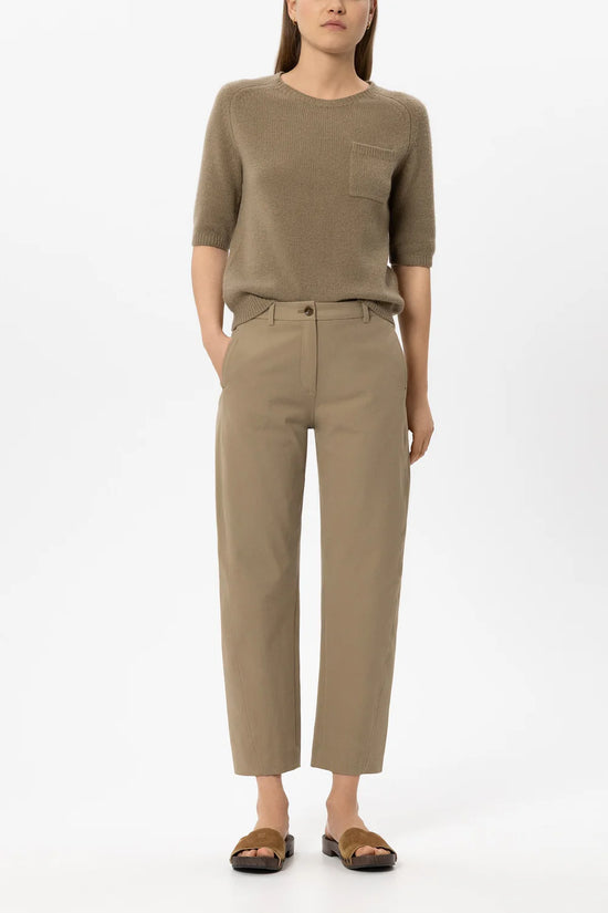 Luisa Cerano Sage Cotton Barrel-Leg Trousers