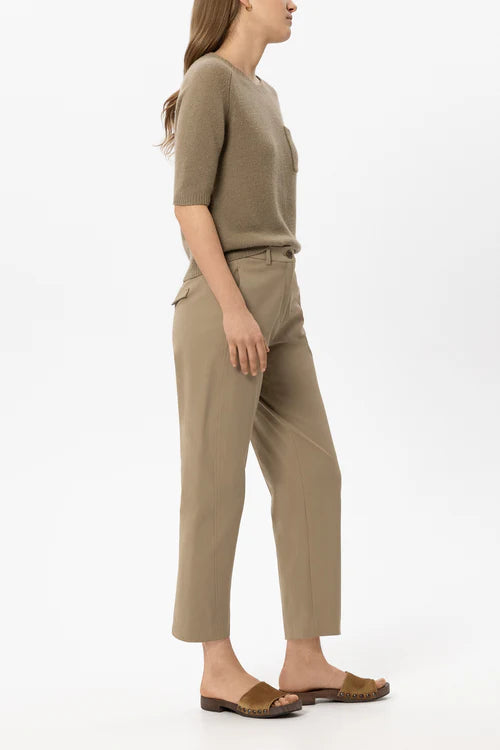 Luisa Cerano Sage Cotton Barrel-Leg Trousers