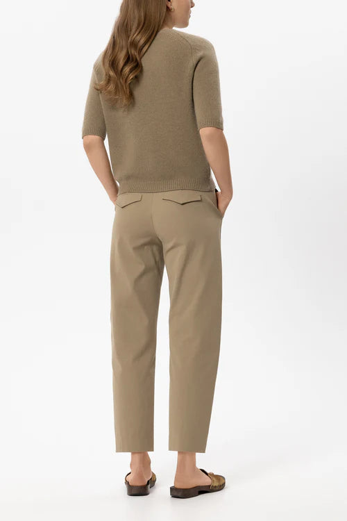 Luisa Cerano Sage Cotton Barrel-Leg Trousers