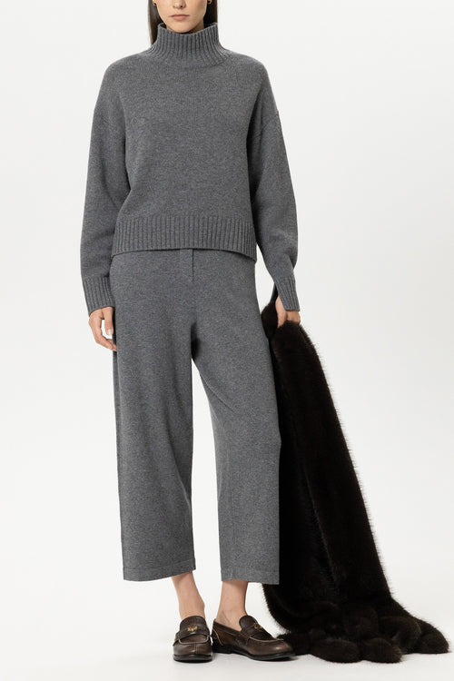 Luisa Cerano Grey Wide Leg Cropped Cargo Trousers