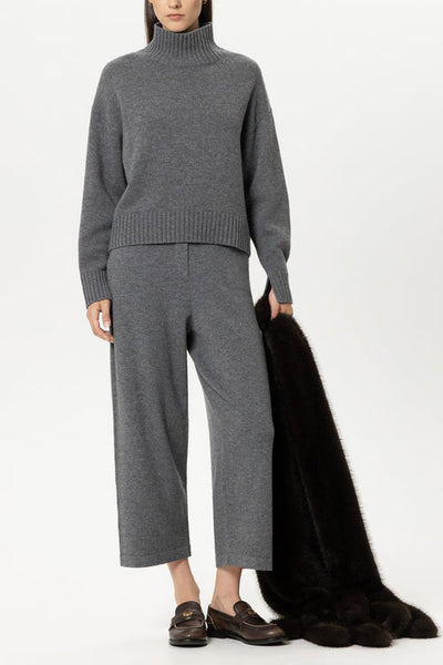 Luisa Cerano Grey Wide Leg Cropped Cargo Trousers 648931