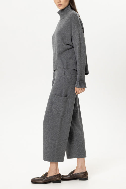Luisa Cerano Grey Wide Leg Cropped Cargo Trousers