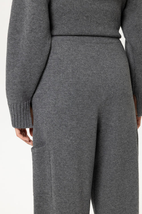 Luisa Cerano Grey Wide Leg Cropped Cargo Trousers