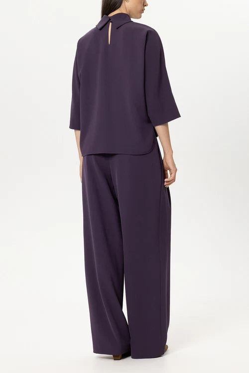 Luisa Cerano Plum Wide-Leg Trousers with Pleats