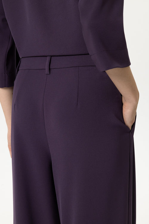 Luisa Cerano Plum Wide-Leg Trousers with Pleats