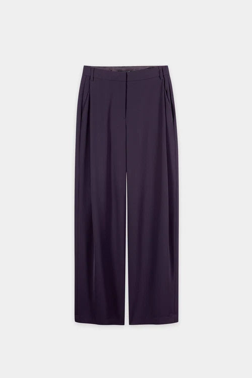 Luisa Cerano Plum Wide-Leg Trousers with Pleats