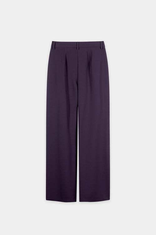 Luisa Cerano Plum Wide-Leg Trousers with Pleats
