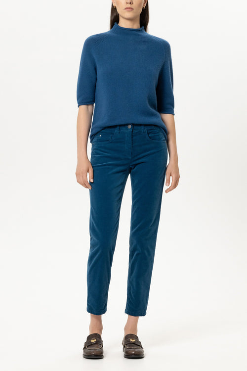 Luisa Cerano Sapphire Skinny Leg Velvet Trousers