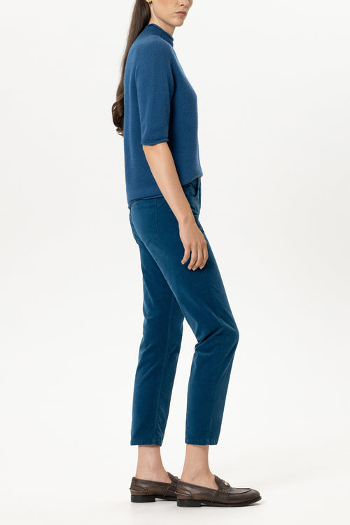 Luisa Cerano Sapphire Skinny Leg Velvet Trousers