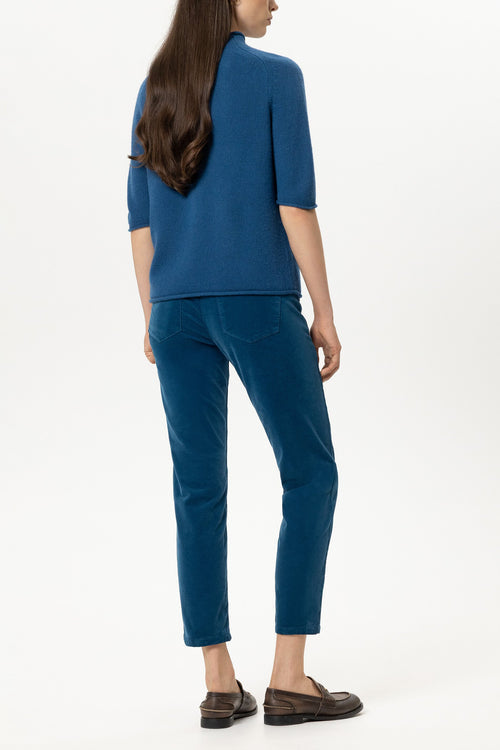 Luisa Cerano Sapphire Skinny Leg Velvet Trousers
